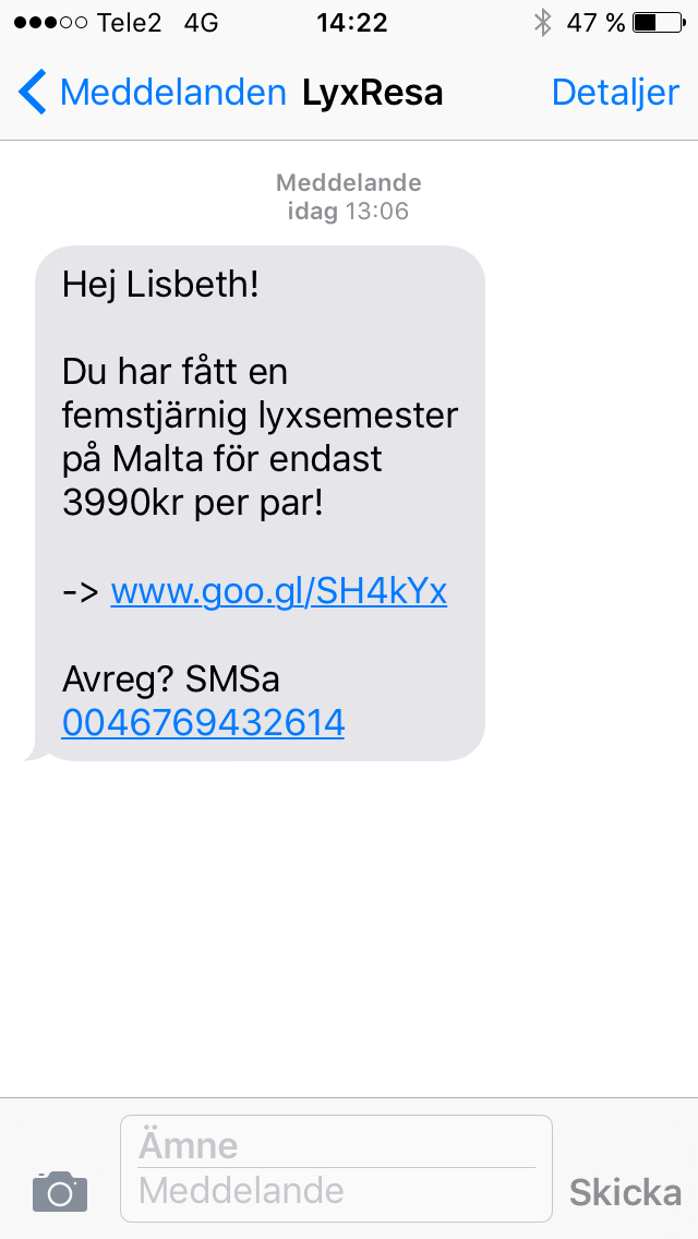 Blocket bedrägeri sms